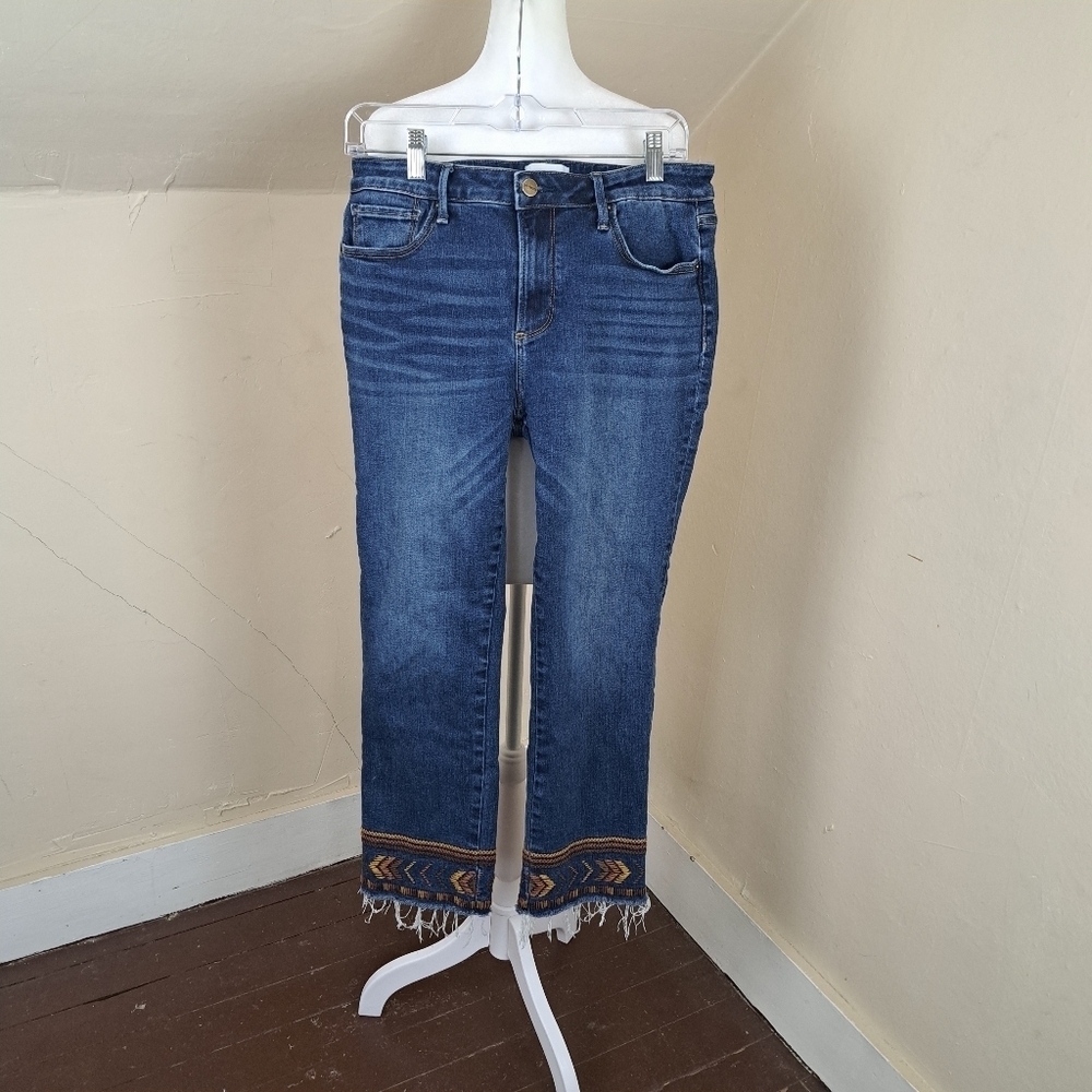 Driftwood Colette Crop Embellished Raw Hem Womens Jeans Size W30 L26